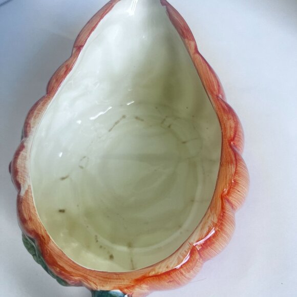 Ceramic Harvest-Themed Gravy Boat With Handle & Matching Spoon Hand-Painted - Picture 5 of 14